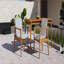 Ensemble de 2 chaises de salle à manger d'extérieur, structure en bois d'acacia couleur teck, osier PE brun, coussin imperméable gris, idéal pour les patios et les jardins