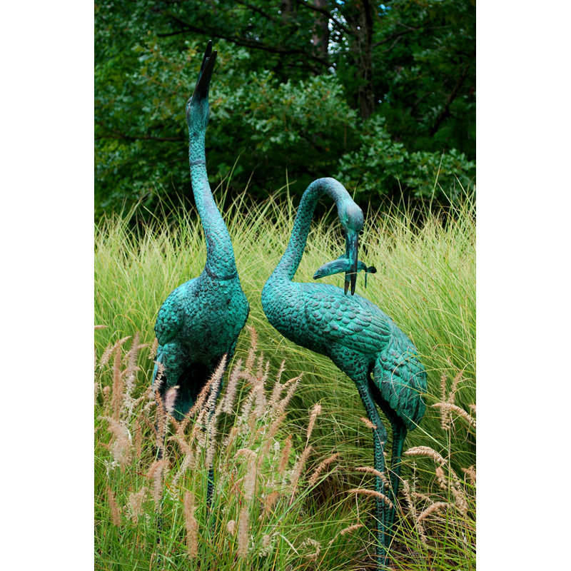 Crane Bronze Garden Statue