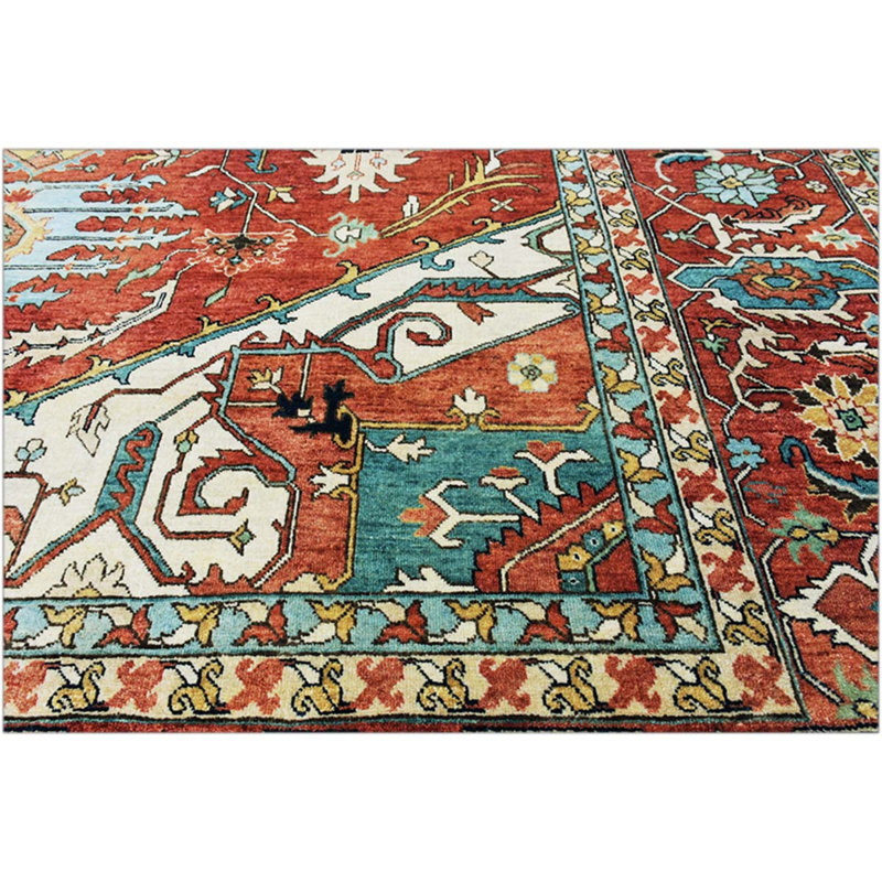 Tapis rouge en laine noué à la main 9 pi x 12 pi