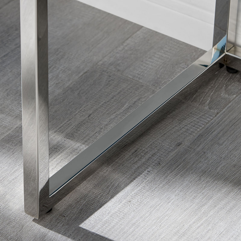 Clutch White Marble Effect High Gloss Console Hallway Side Table - Contemporary Design, White Marble