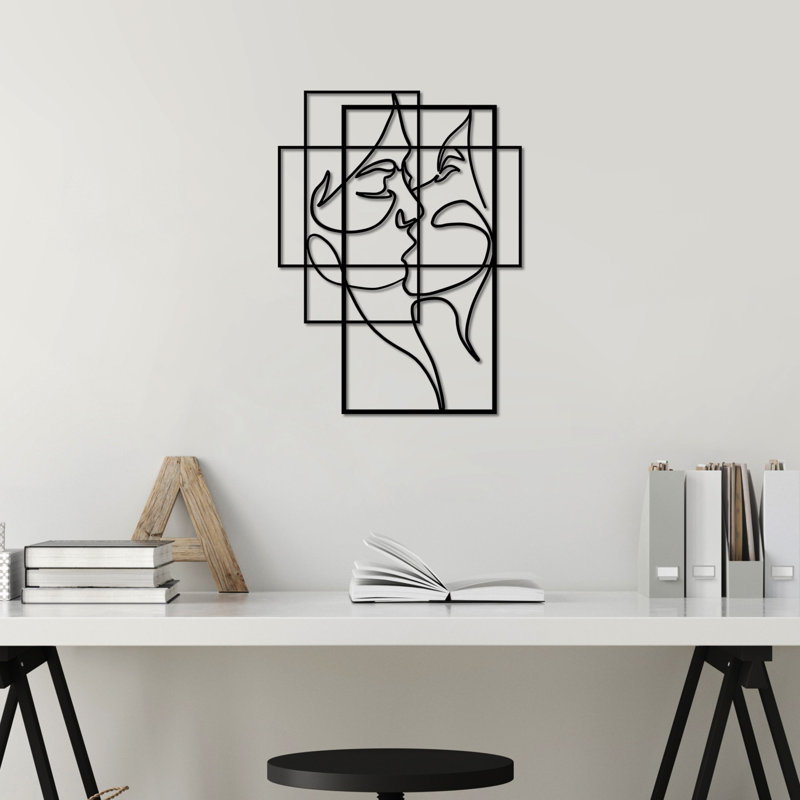 Décoration murale élégante en métal noir 19,7 po x 14,6 po | Fabrication 100% métal, épaisseur: 0,06 po | Fixation murale facile avec pièce de suspension arrière | Parfait pour la maison, le bureau ou la galerie, accessoire décoratif unique