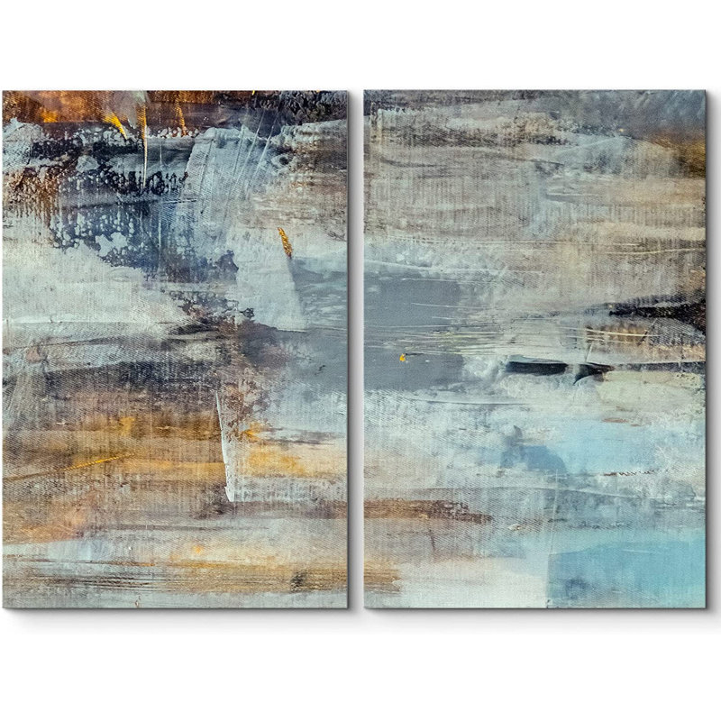 Abstract Grunge Color Composition - ensemble de 2 reproductions sur toiles tendues, H 24 po x l 36 po x 1,5 po