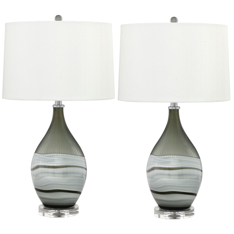 Carrera 28 in. Grey and White Swirl Glass Table Lamp