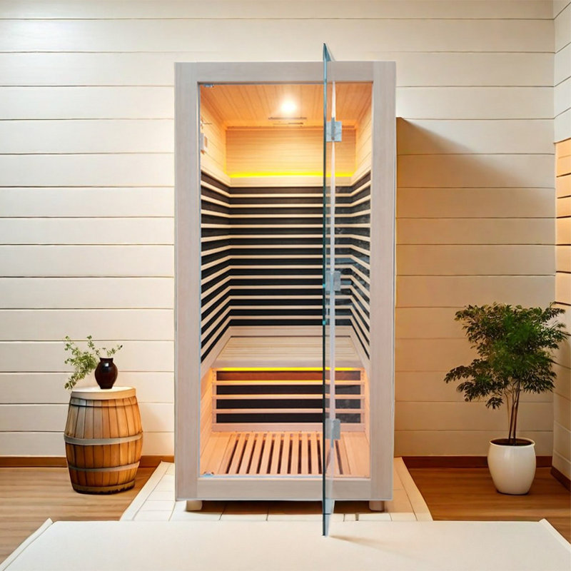 Petit sauna simple en bois massif, sauna familial