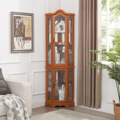 Vitrine lumineuse vitrée avec portes et tablettes en verre trempé