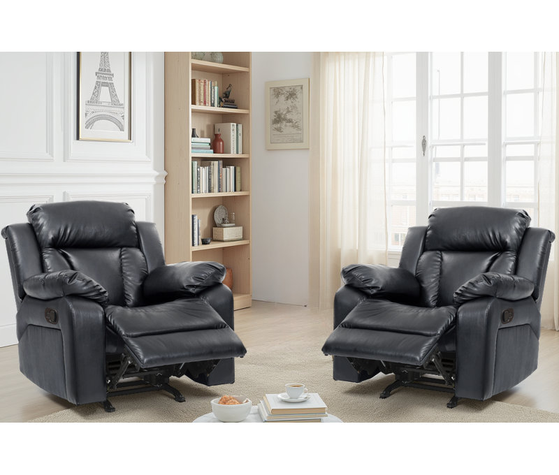 Novellara Rocker Recliner Set of 2, Black