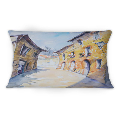 Old Europe Italian City View -1 Vintage Printed Throw Pillow