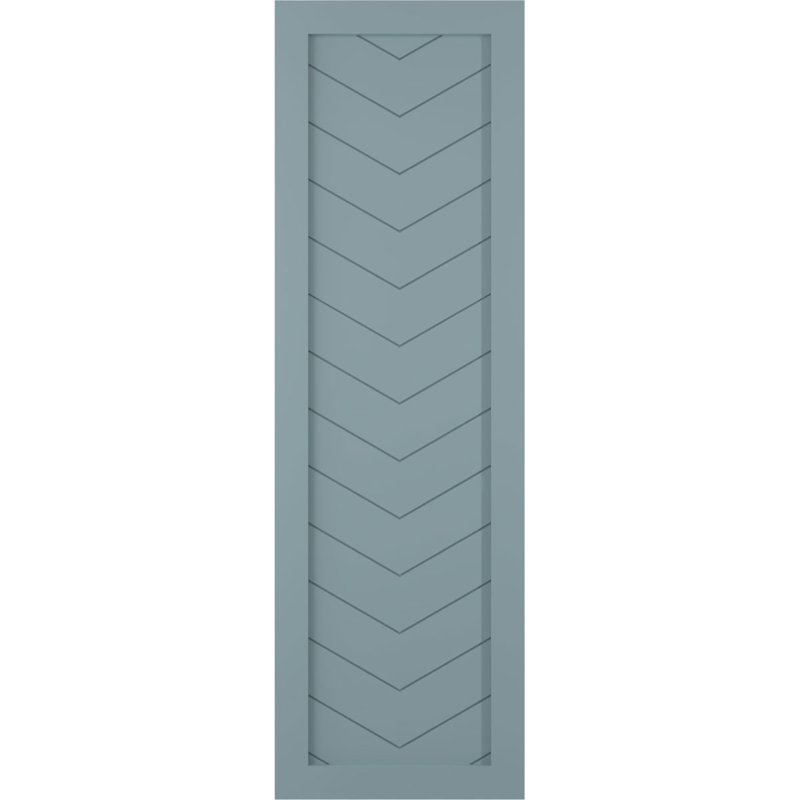 Volets à fixation fixe en PVC à panneau simple de style moderne True Fit, 12", Bleu paisible, 44"