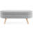 Oval Storage Bench In Grey, 43.5"X16"X16", With Right Rubber Wood Legs - Footstool And Seat 43.5"X16"X16" Grey Definite-1067959213