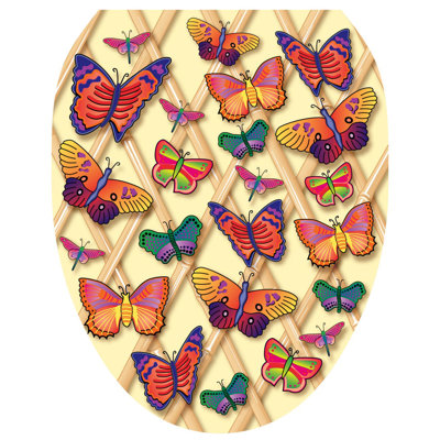 Adhésif décoratif pour siège de toilette Butterfly Collage - couvercle de vinyle antidérapant 