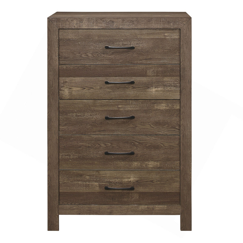 Meuble de chambre simple en métal noir 5 pièces, Brun rustique