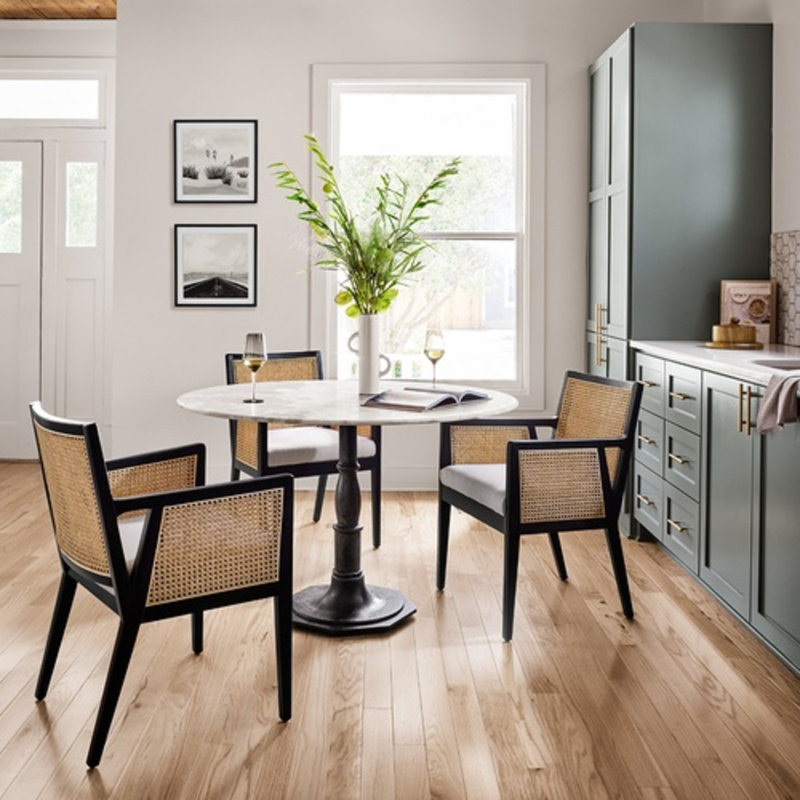 Brielle Upholstered Dining Arm Chair – Solid Wood Fabric Accent Chair