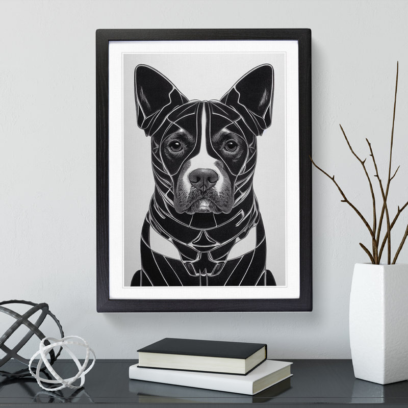 Contoured Dog - Single Picture Frame Print, Black, 64cm H x 46cm W x 2cm D