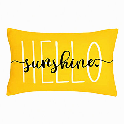 Sunshine Farmhouse Yellow Lumbar Pillow - Spring Summer Decor Cushion Case - Sofa Couch Linen Cover
