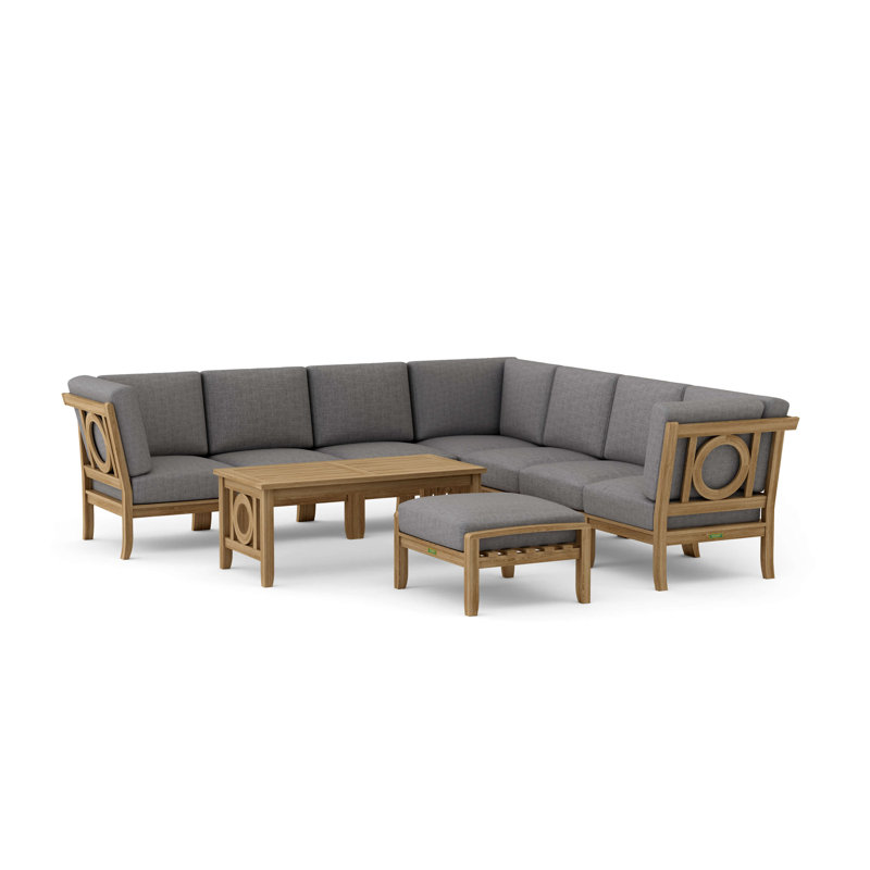 Natsepa Outdoor 9 - Piece Teak Conversation Set, Gray