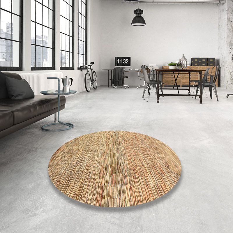 Tapis contemporain brun, Rond 5 pi