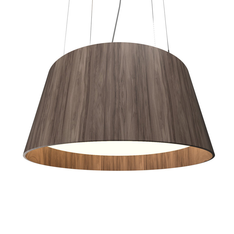 1 - Light LED Pendant, American Walnut, 13.65" H x 29.25" W x 29.25" D