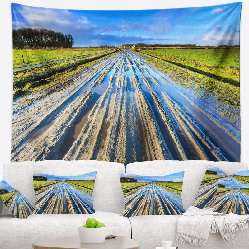 Tapisserie murale paysage de sable boueux de la journée ensoleillée, H 50 po x l 60 po