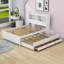 Lit plateforme double en bois avec tiroir gigogne simple et ports USB Leanni-536637327