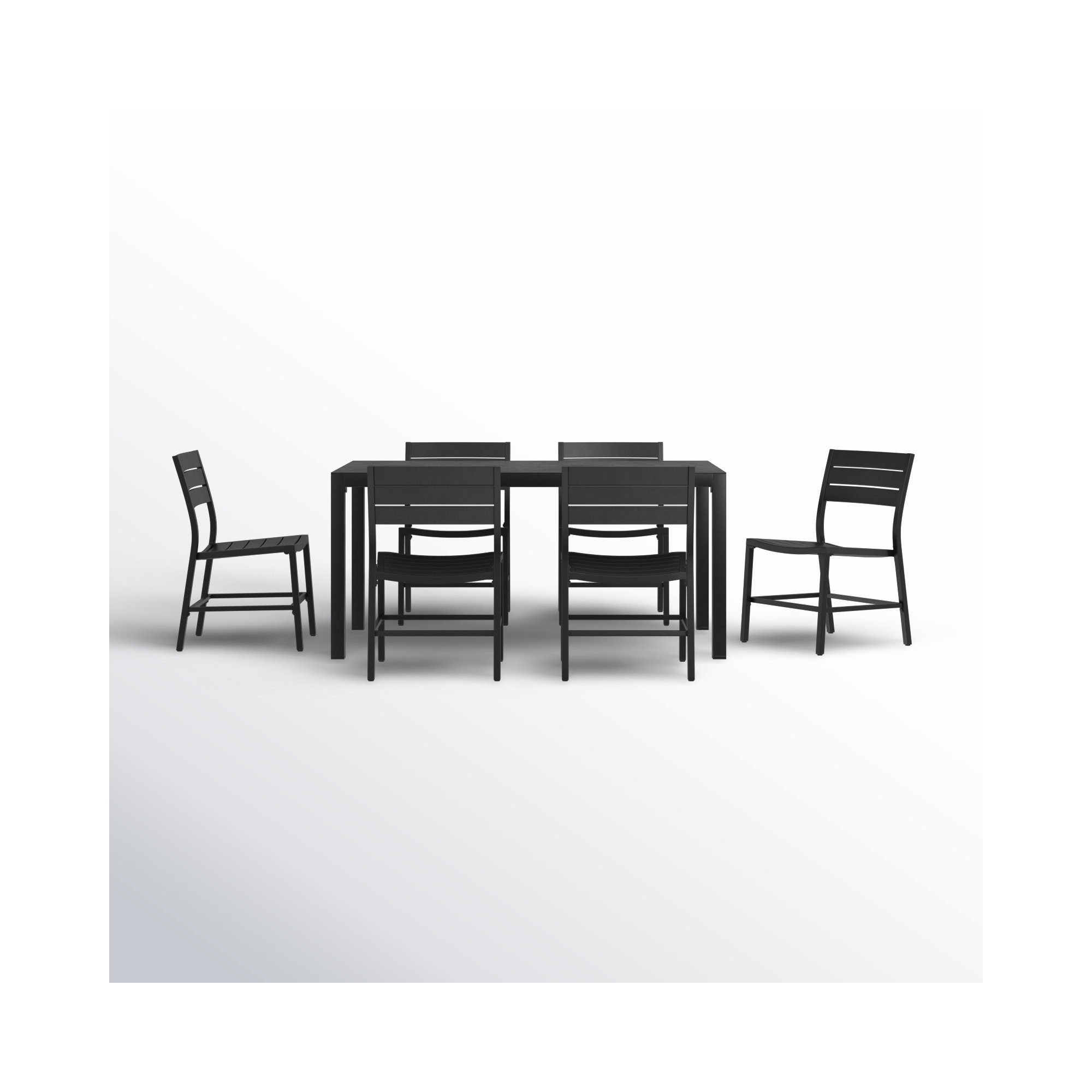 Armando 6 - Person Rectangular Aluminum Outdoor Dining Set, Black