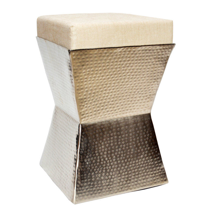 Suzanne Aluminum Accent Stool, Pewter