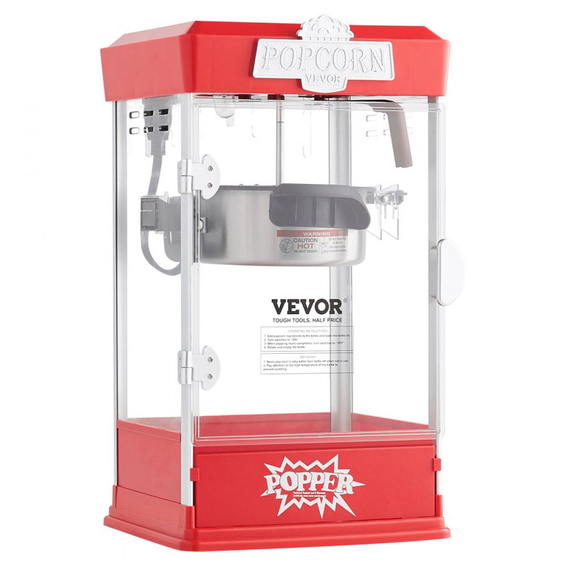 Popcorn Popper Machine Tabletop Popcorn Maker 480W 4 Oz, Red