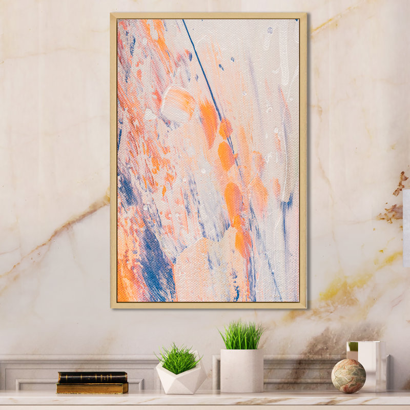 «Orange and Blue Abstract Brush Strokes», reproduction d'art moderne et contemporaine sur toile, H 32 po x l 16 po x P 1 po