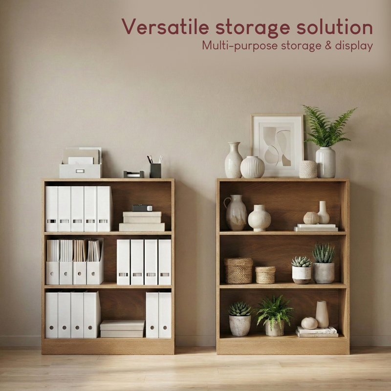 142cm H x 60cm W Standard Bookcase, Oak, (3 Shelves) 75cm H x 60cm W x 24cm D