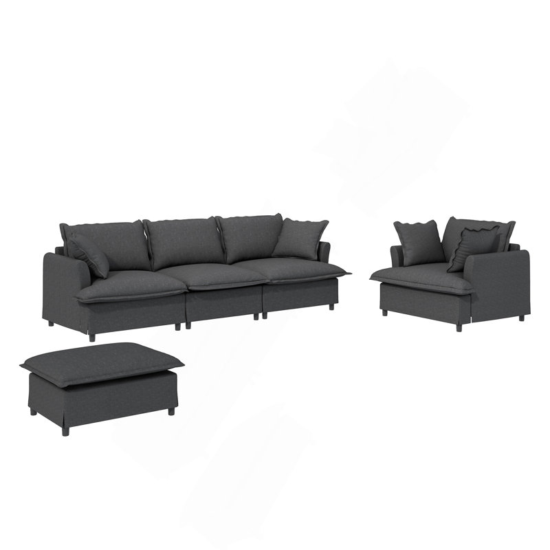 Charming Ottoman Module For Sectional Sofa With Thoughtful Design And Soft Touch, Grey
