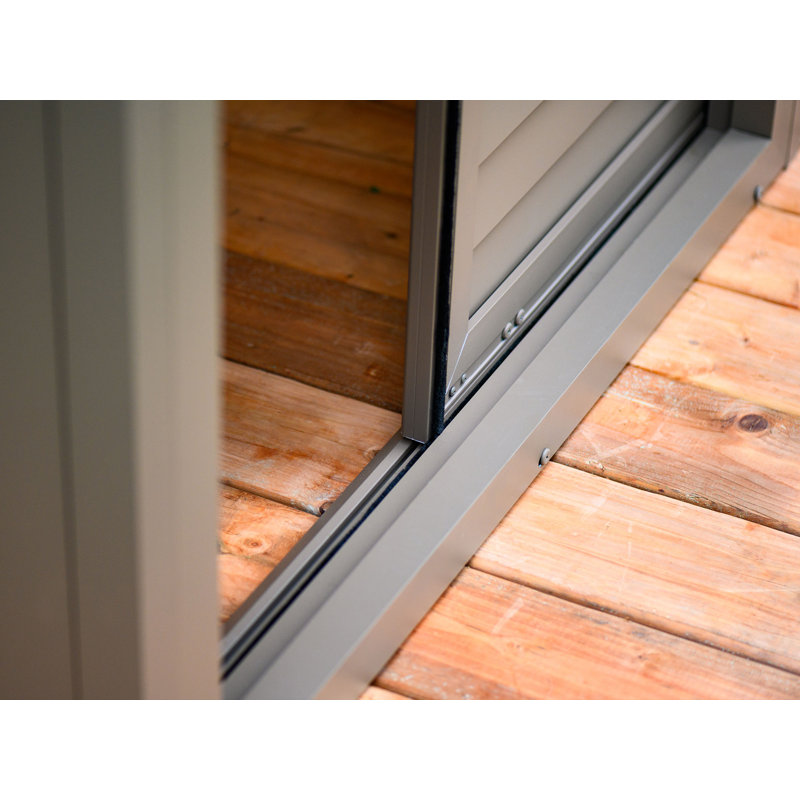 Gray Aluminum and Steel Outdoor Solarium with Sliding Doors