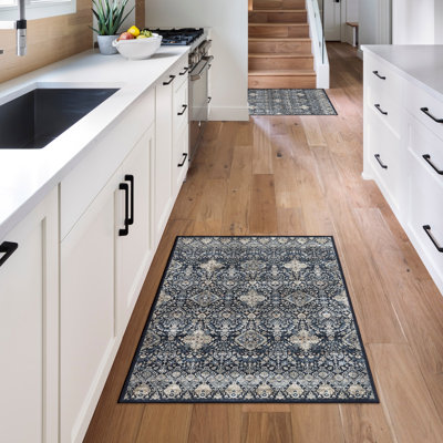  Samira Tanis Anthracite Black Cream Moroccan Bohemian Machine Washable Indoor Area Rug, Flat Pile for Living Room & Bedroom - Anthracite, 3x5