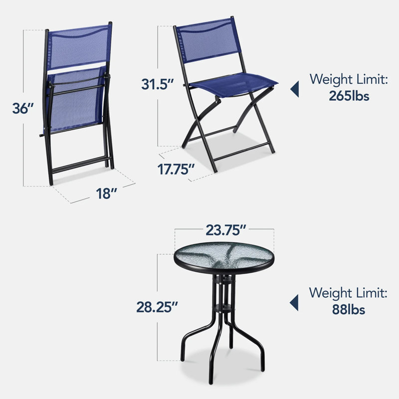 3-Piece Bistro Set, Navy