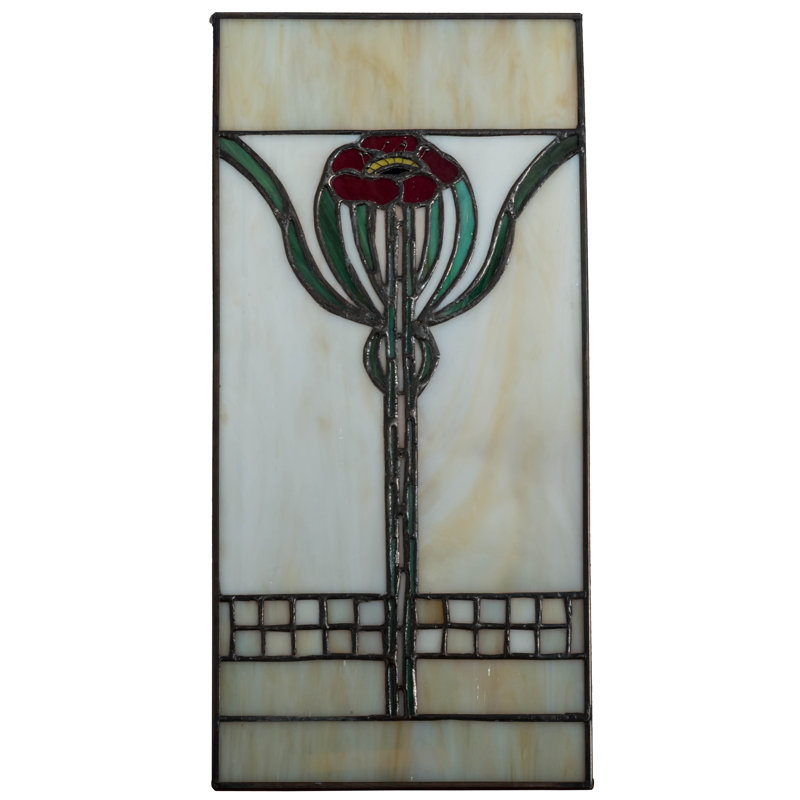 Vitrail coquelicot de 6 po de largeur x 12 po de hauteur