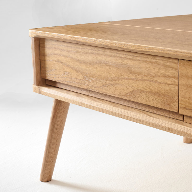 Table basse avec rangement en chêne massif 47 po MCM, L 47,3 po x l 23,6 po, Chêne naturel