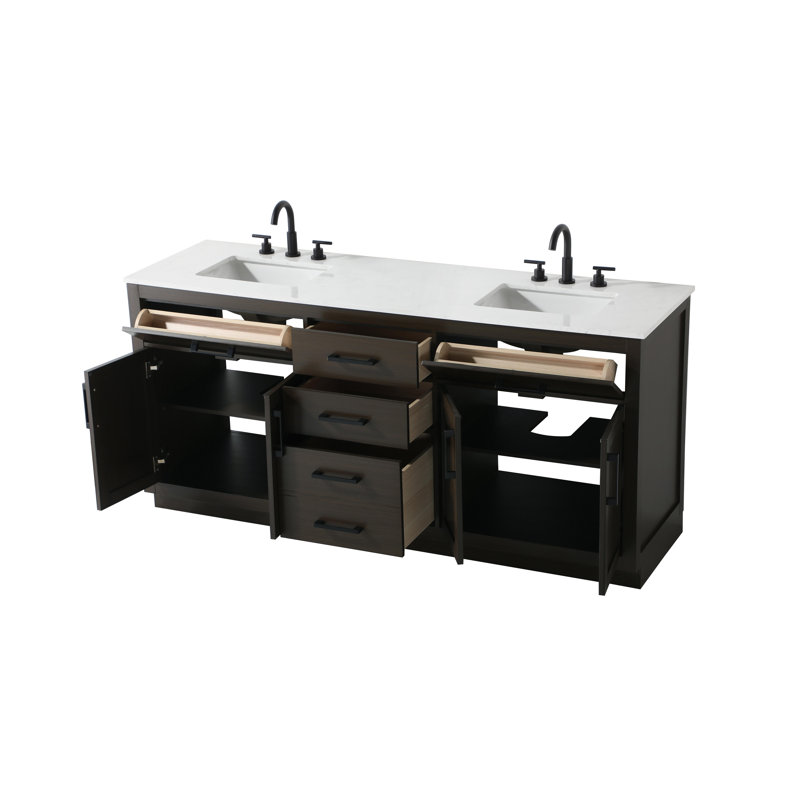 Meuble-lavabo double 72 po Ahner, Brun moka