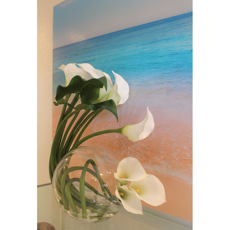 Crosswinds Calla Lilies Centerpiece in Vase, White