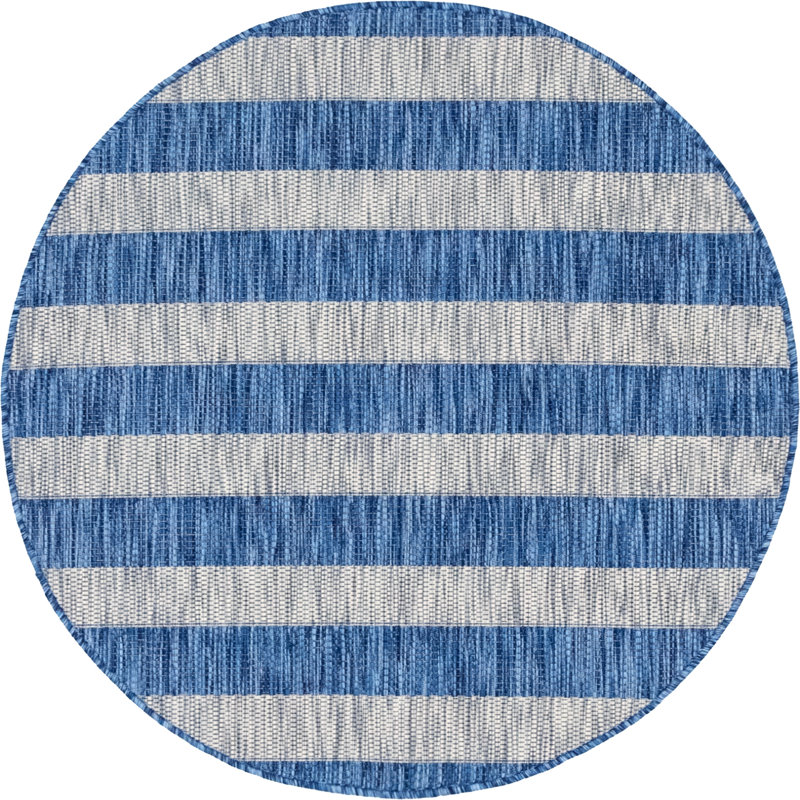 Simoes Striped Indoor / Outdoor Rug, Round 4'1"