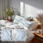 Ensemble de literie à motif abstrait 5 pièces - Ensemble de housse de couette et coussin Coastal Wavy Line Bluesage-124112915