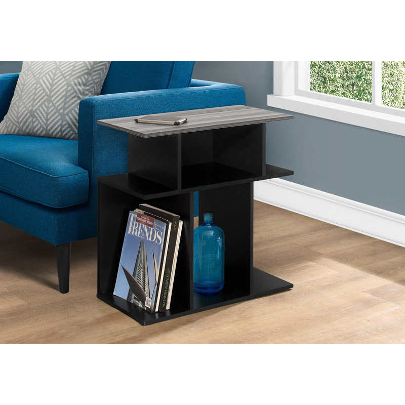 Table d'appoint, côté, bout, table de chevet, lampe, salon, chambre à coucher, contemporain, moderne, Noir/gris