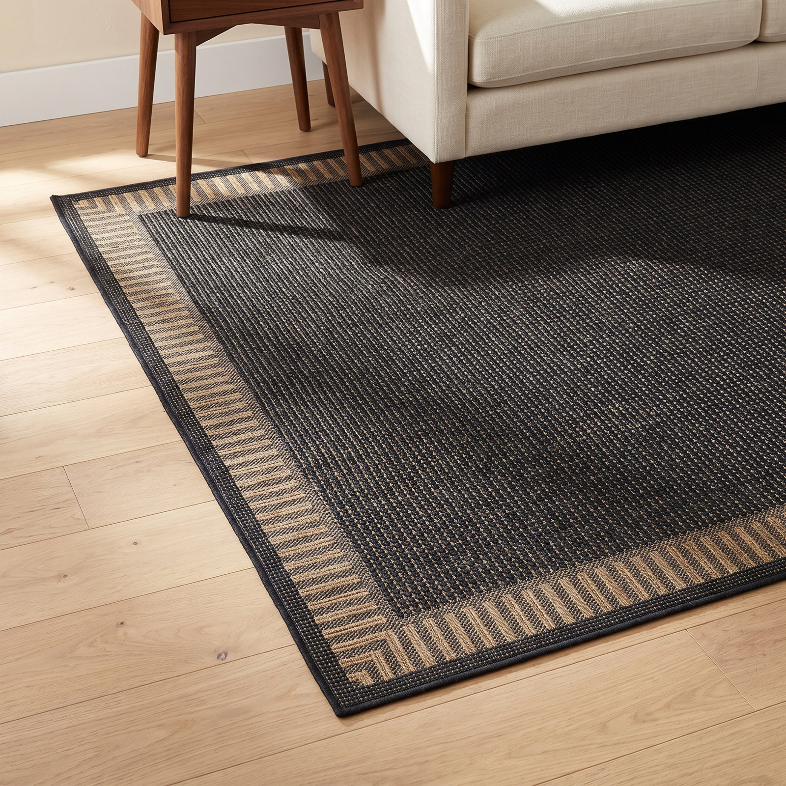 Black Cocoa Brown Flatweave Outdoor Rug, Black / Brown, Rectangle 7'6" x 10'9"