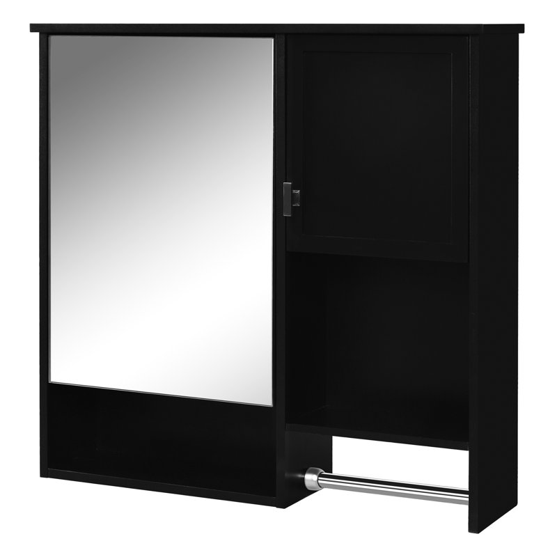 Armoire de salle de bain à miroir murale 29,39 po x 7,28 po 28,74 po, Noir