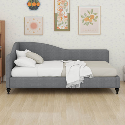 Lit de jour en L en forme de L, avec pieds en bois massif, cadre de lit pour enfants, adolescents, adultes