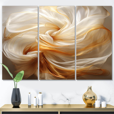 Toile abstraite, décor de vagues liquides orange - Chottu