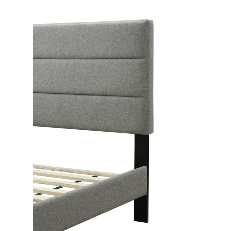 Lit tapissier Caden Channel avec cadre en bois et chargement USB, Double