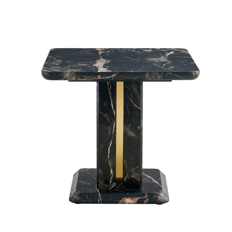 Modern Minimalist Black Marble-patterned Mdf Square Coffee Table. Add A Quiet And Cozy Atmosphere To Your Home.black,mdf Coffee Table,density Board Sticker,side Table. 