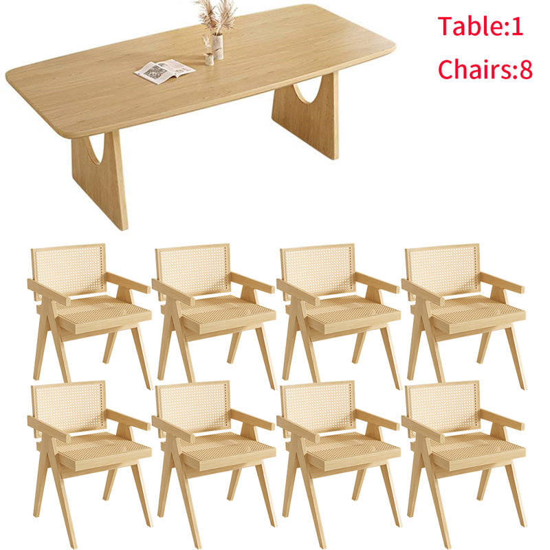 Ensemble de table de salle à manger en bois massif de style japonais, H 29,5 po x L 78,7 po x l 31,4 po