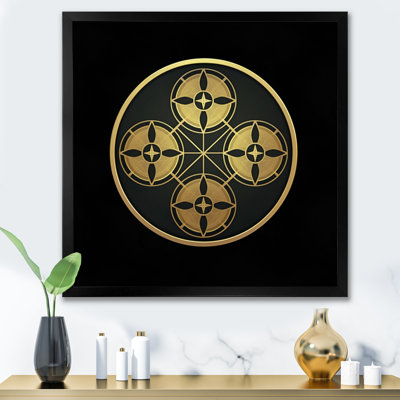 " Sacred Geometry Seal In Gold On Black "