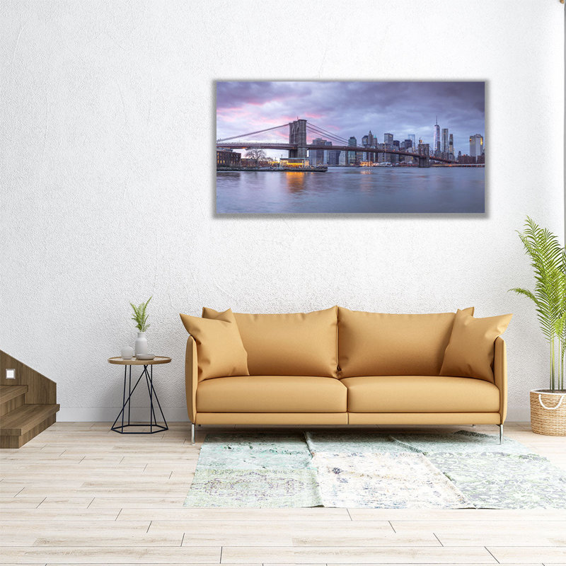 «Brooklyn Bridge over East River, New York», reproduction d'art sur toile, H 30 po x l 60 po