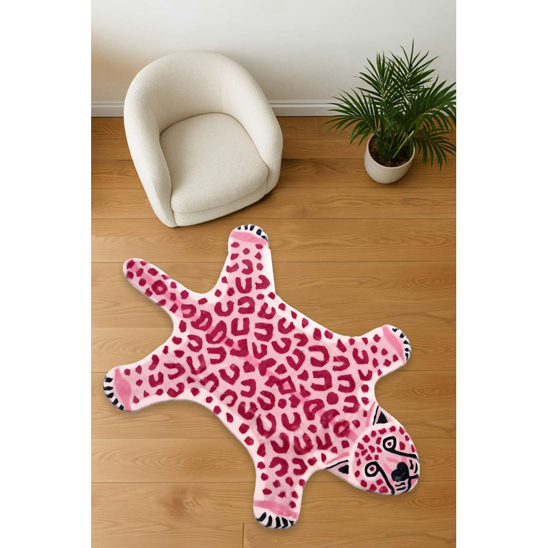 Tapis décoratif en forme de léopard rose Bubblegum