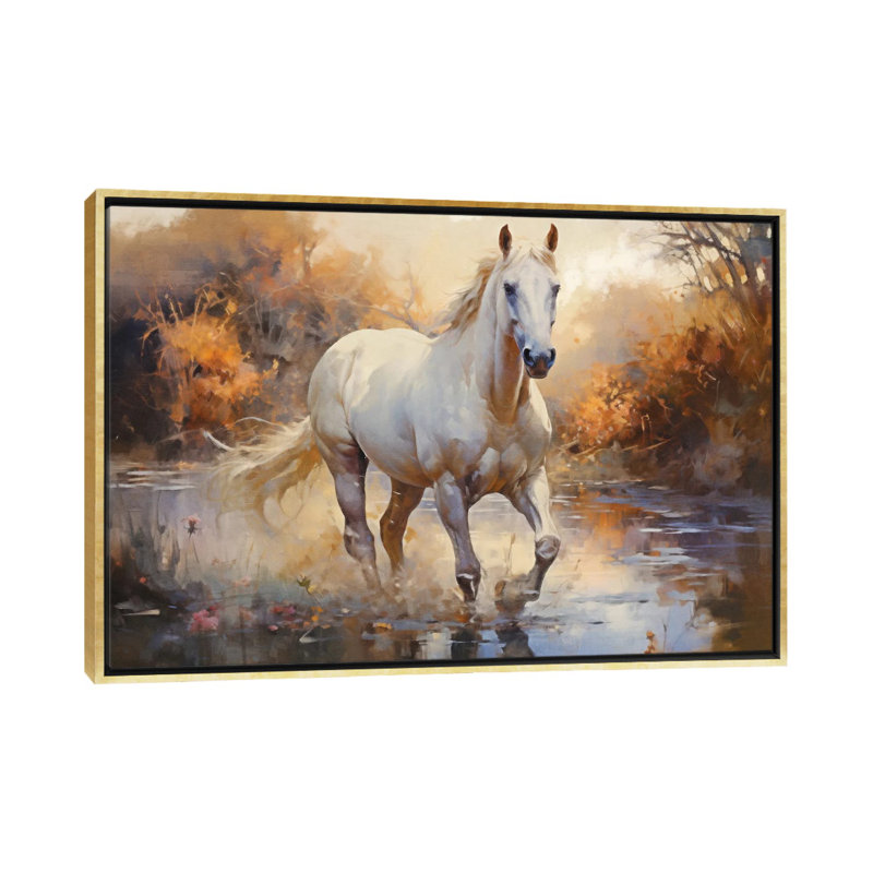 Arabian Horse II - reproduction d'art murale encadrée, H 32 po x l 48 po, Reproduction encadrée sans passe-partout, Doré